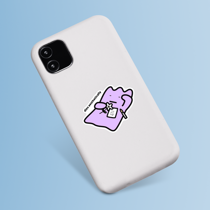 waterproof vinyl sticker with the text “Dies aesthetically" on a phone case