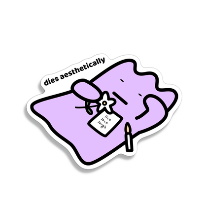 waterproof vinyl sticker with the text “Dies aesthetically"