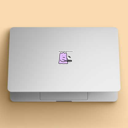 waterproof vinyl sticker with the text “New year new mental issues" on a laptop